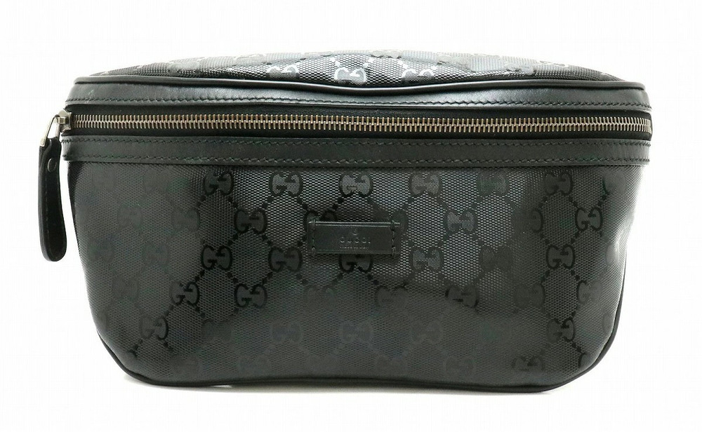 Gucci GG Imprime Waist Bag Hip Body Crossbody Leather Black